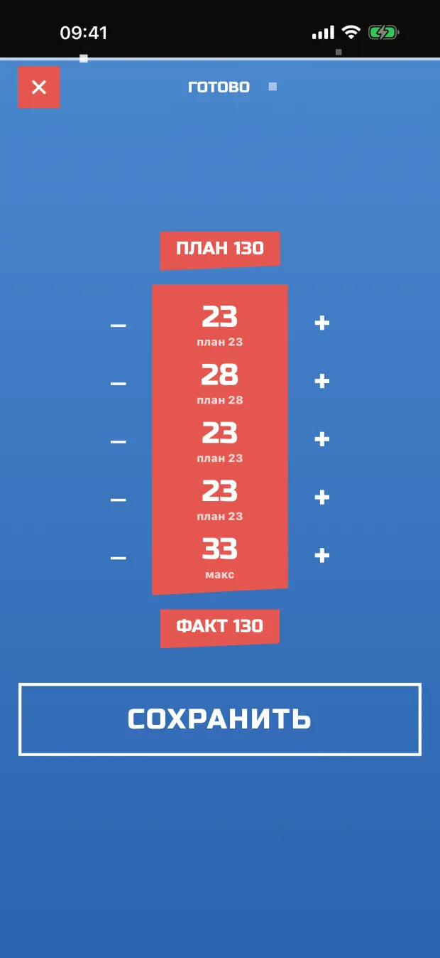 Workout summary: sets and the day's total